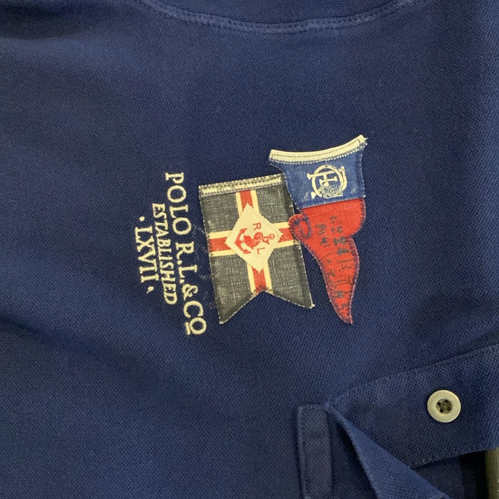 Used Rare Polo by Ralph Lauren Men's Blue Polo with Red Logo - Picture 8 of 9